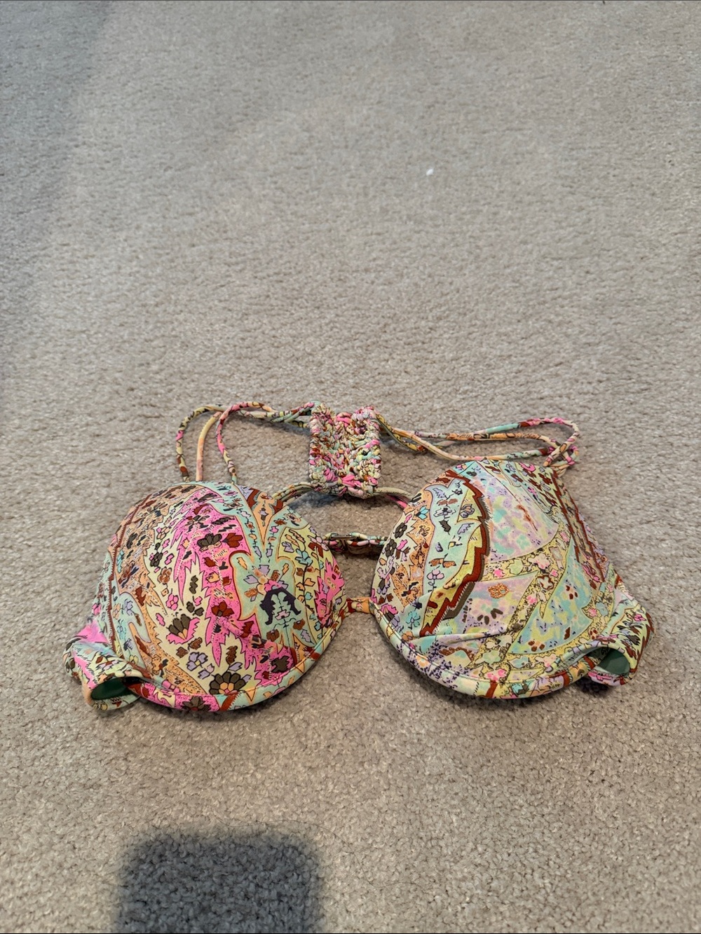 Victoria's Secret Pink Multi Paisley Push-Up Bandeau Bikini Top